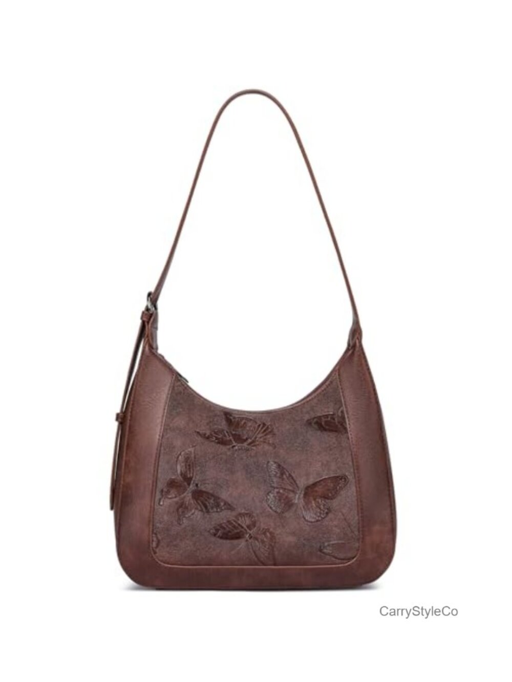 Vegan Leather Shoulder Bag Small Butterfly Hobo Purse Adjustable Strap
